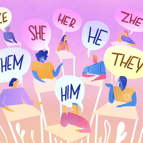 Gender-specific and gender-neutral pronouns logo