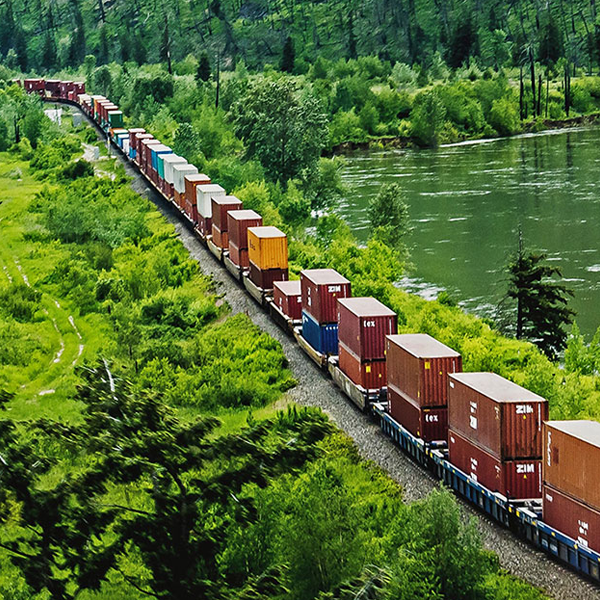 Rail freight transport logo